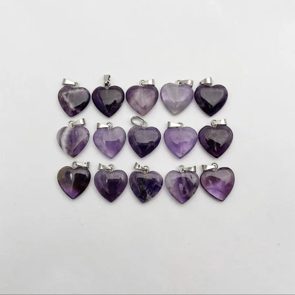 Purple Amethyst Heart Pendants-ToShay.org
