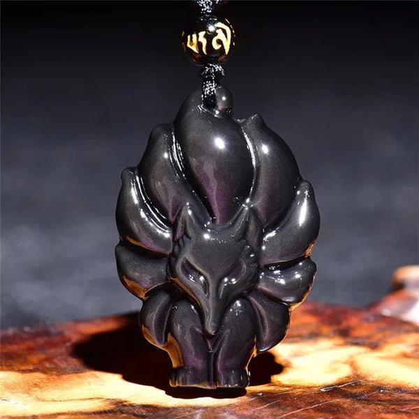 Rainbow Obsidian Fox Pendant-ToShay.org
