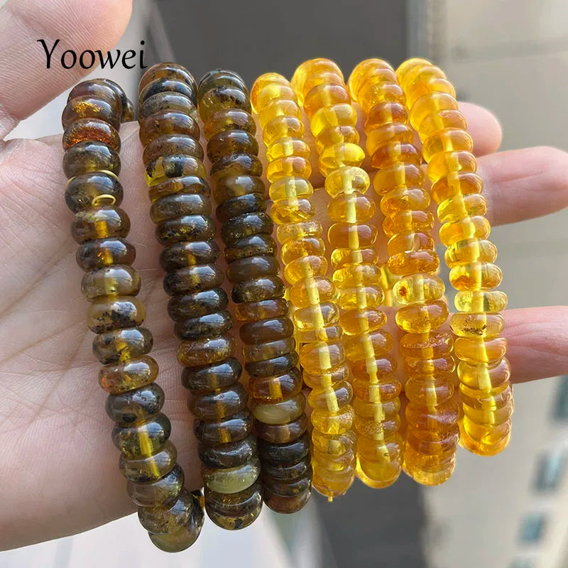 Yellow Amber Bead Bracelets-ToShay.org