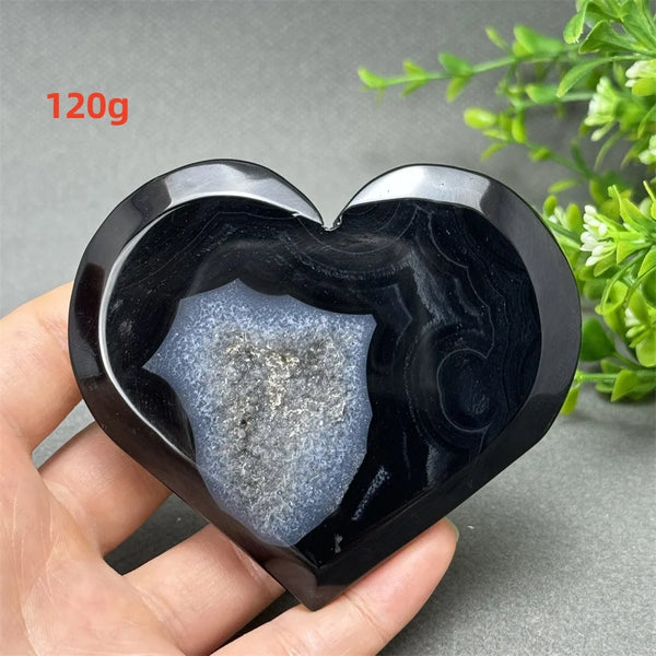 Black Agate Geode Heart-ToShay.org