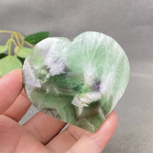 Green Feather Fluorite Heart-ToShay.org