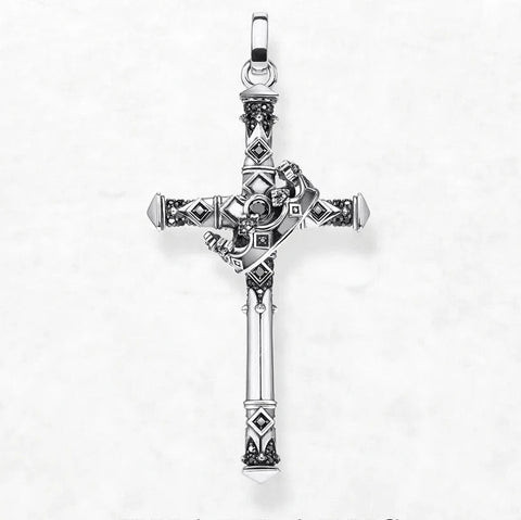 Silver Crown Cross Pendant-ToShay.org