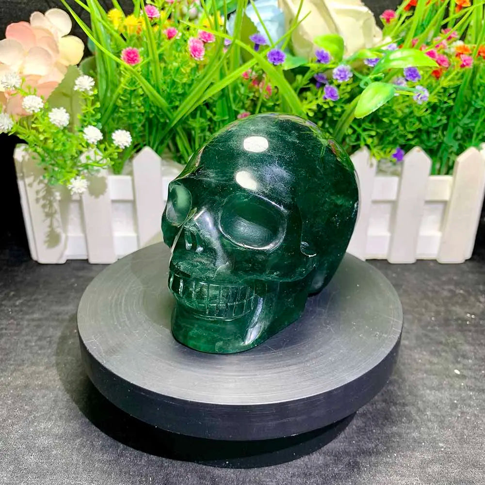 1PC Natural Green Fluorite Skull Energy Divination Crystal Carving Meditation Healing Furniture Decoration Collection Festival-ToShay.org