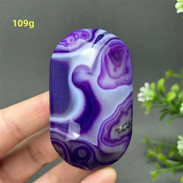 Purple Agate Palm Stone-ToShay.org