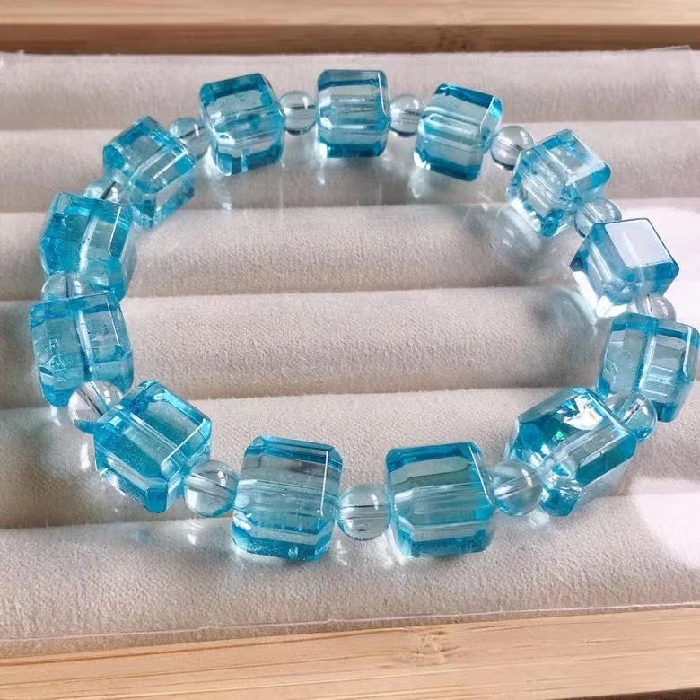 Blue Topaz Cube Bracelet-ToShay.org