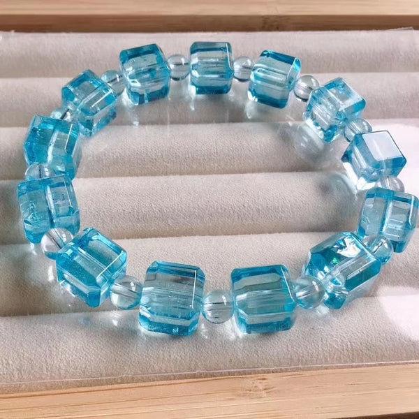 Blue Topaz Cube Bracelet-ToShay.org
