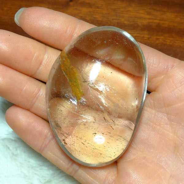 Clear Smokey Quartz Palm Stone-ToShay.org