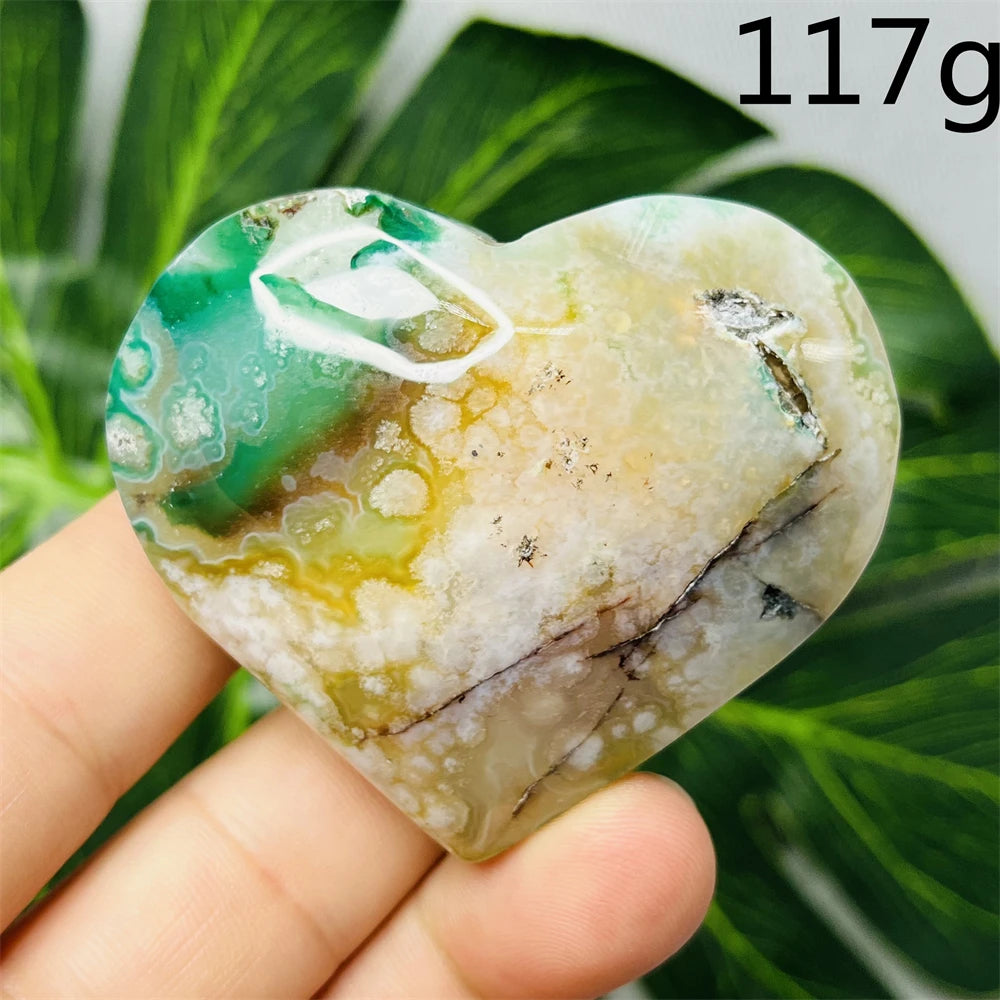 Green Flower Agate Heart-ToShay.org
