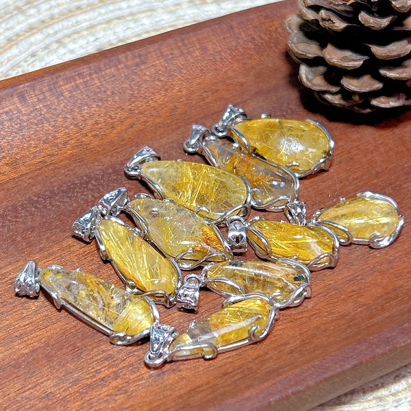 Gold Rutilated Pendant-ToShay.org