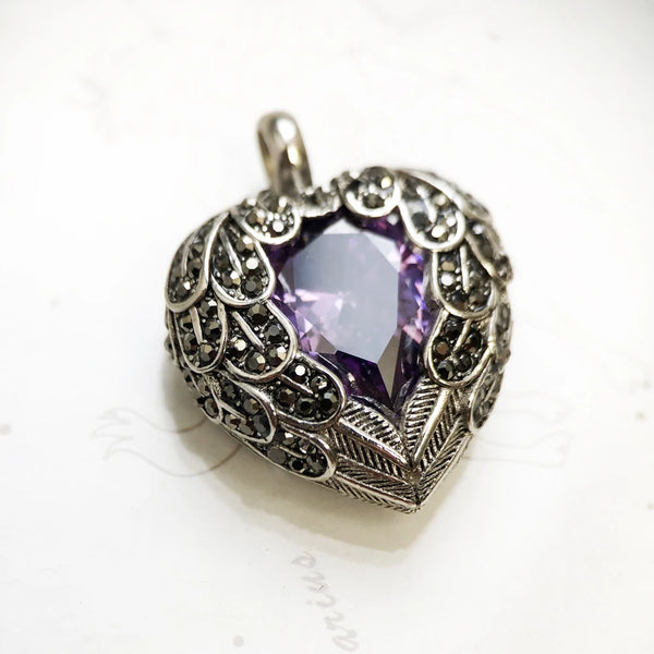 Purple Winged Heart Pendant-ToShay.org