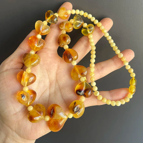 Yellow Amber Bead Necklace-ToShay.org