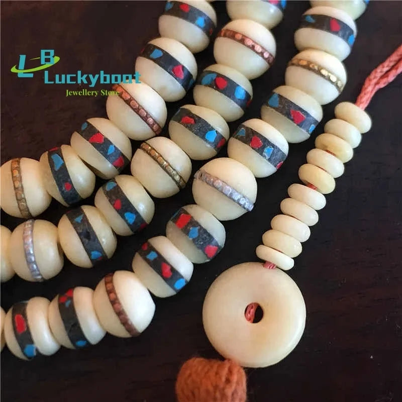 White Yak Bone Prayer Mala-ToShay.org