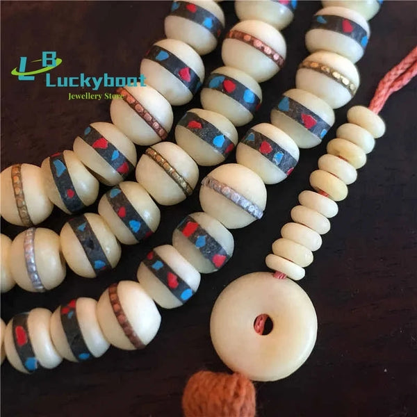 White Yak Bone Prayer Mala-ToShay.org