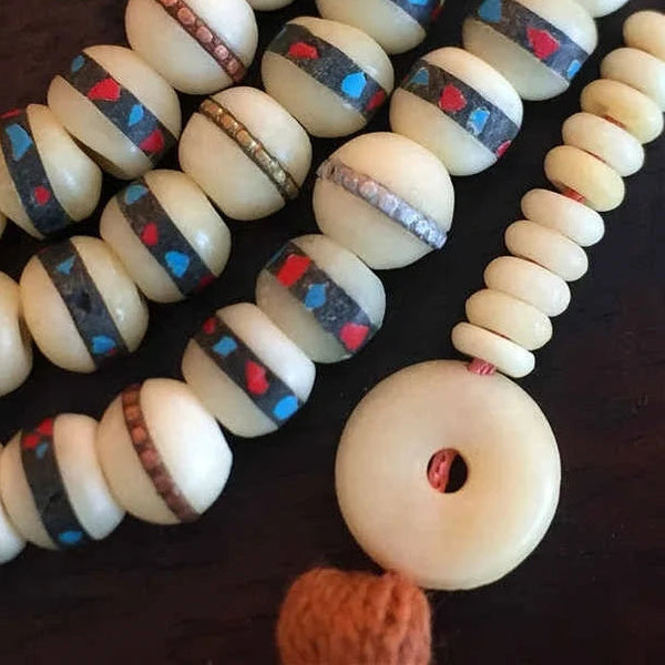 White Yak Bone Prayer Mala-ToShay.org