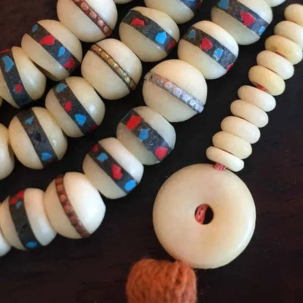 White Yak Bone Prayer Mala-ToShay.org