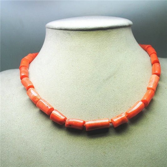 Orange Coral Drum Necklace-ToShay.org