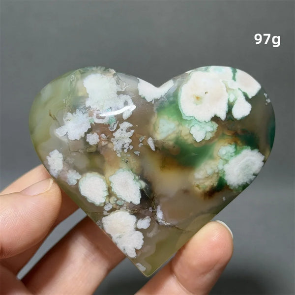 Green Sakura Agate Heart-ToShay.org