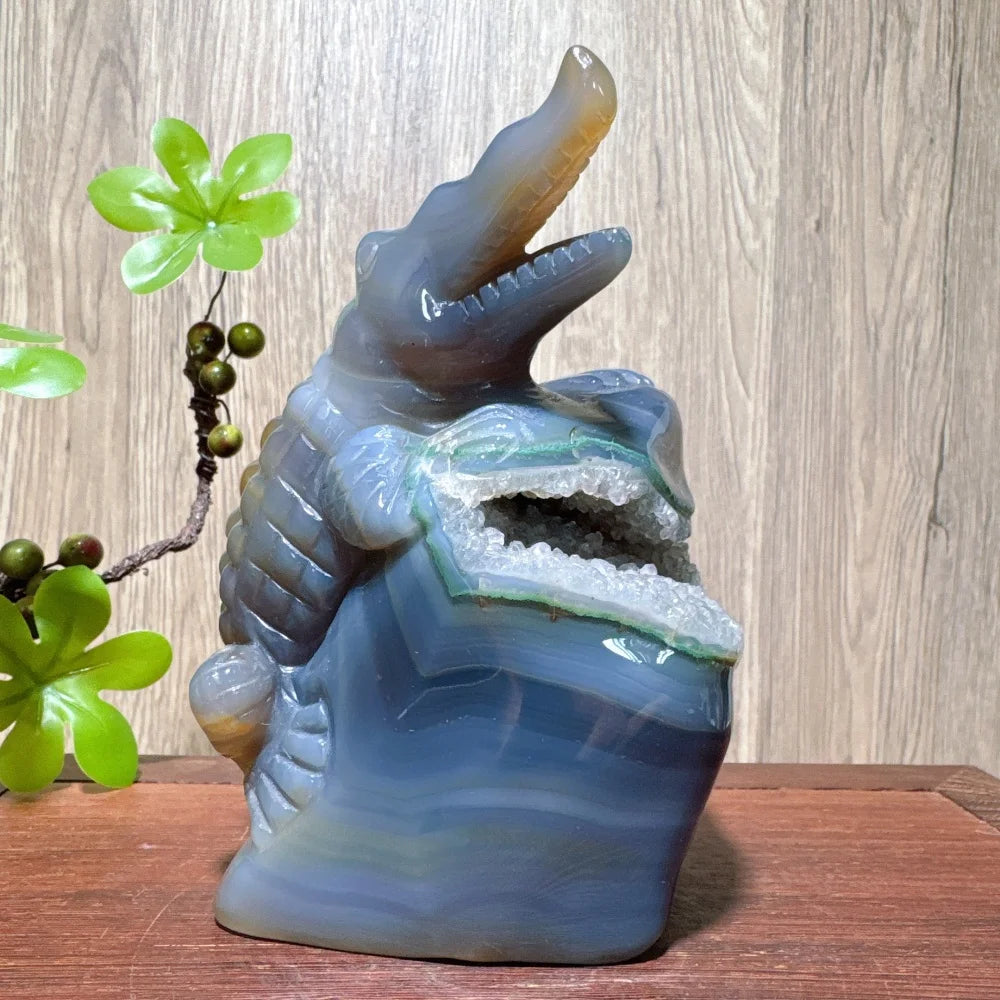 Blue Agate Geode Crocodile-ToShay.org