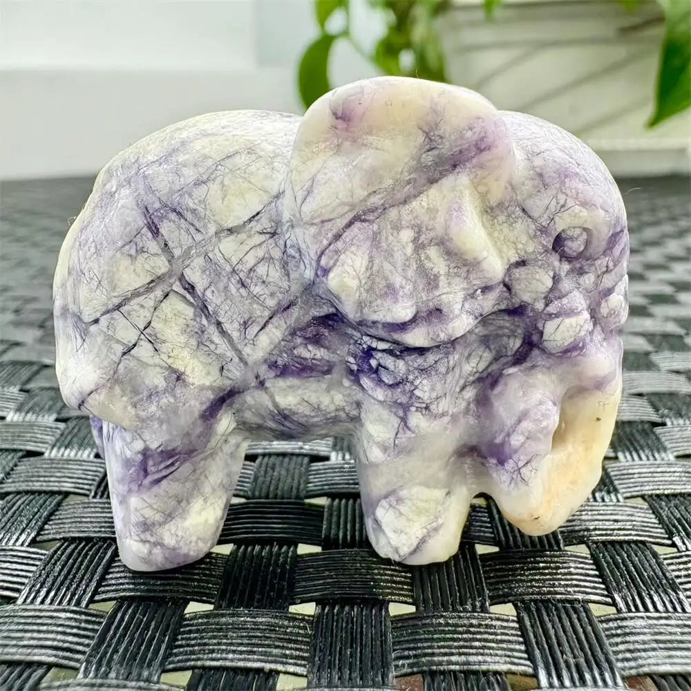 4.8cm 4.8cm Natural Crystal Quartz Elephant Carving - Reiki Healing Gemstone Sculpture Mineral Artwork for Collection And Gift-ToShay.org
