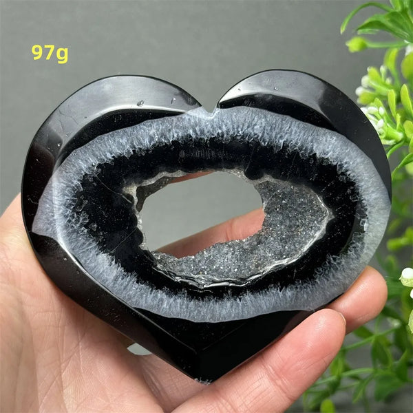 Black Agate Geode Heart-ToShay.org
