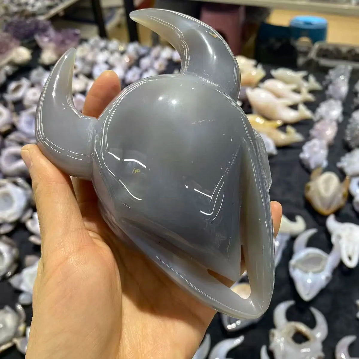 Grey Agate Bull Head-ToShay.org