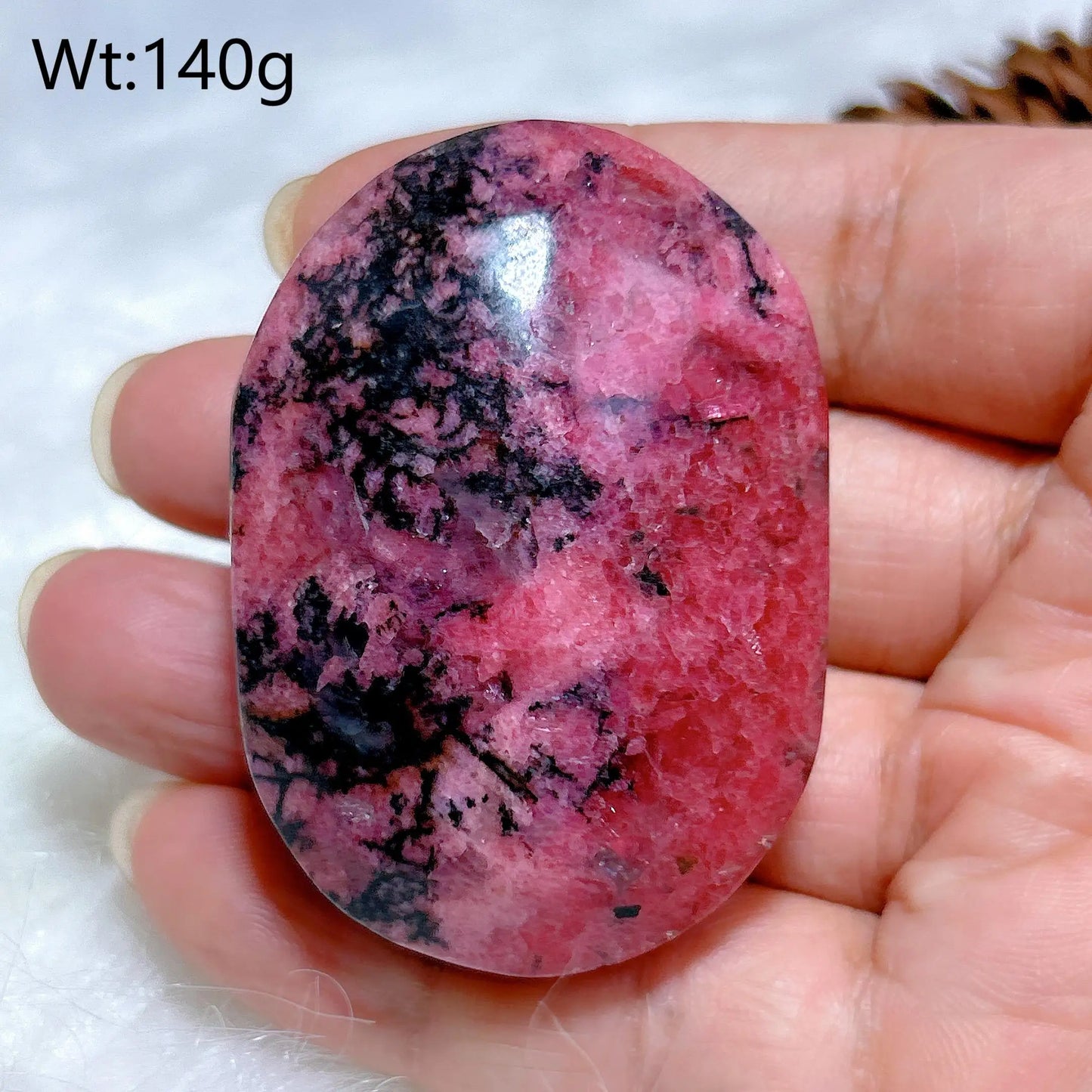 Pink Rhodonite Palm Stone-ToShay.org