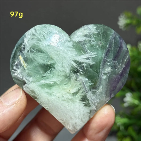 Green Feather Fluorite Heart-ToShay.org