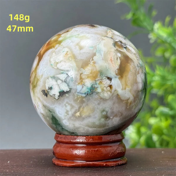 Green Cherry Blossom Agate Ball-ToShay.org