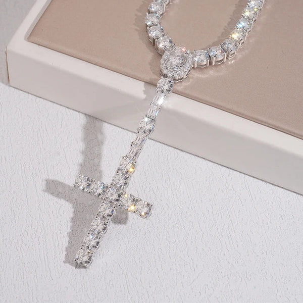 Silver Diamond Cross Pendant-ToShay.org