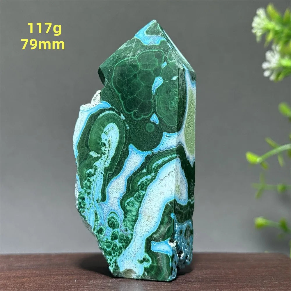 Blue Chrysocolla Malachite Point-ToShay.org
