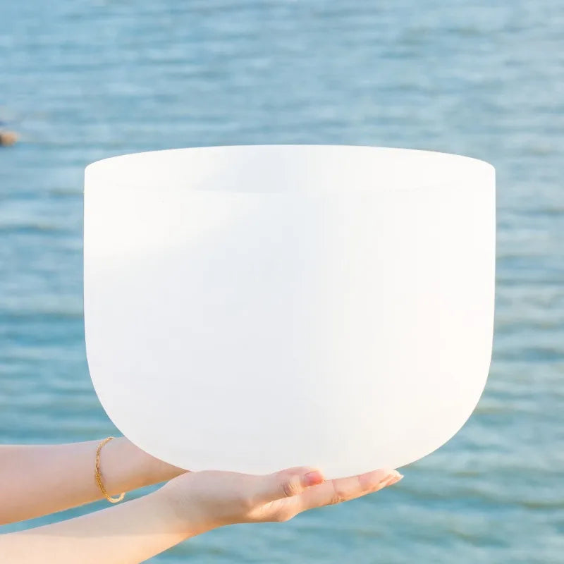 White Frosted Crystal Singing Bowl-ToShay.org