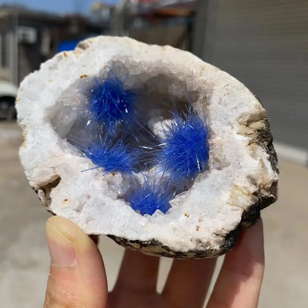 Blue Hair Azurite Crystal Cluster-ToShay.org