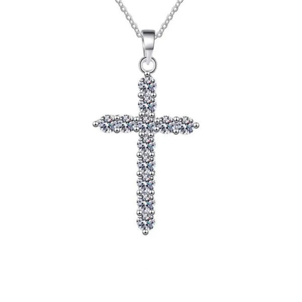 Silver Diamond Cross Necklaces-ToShay.org
