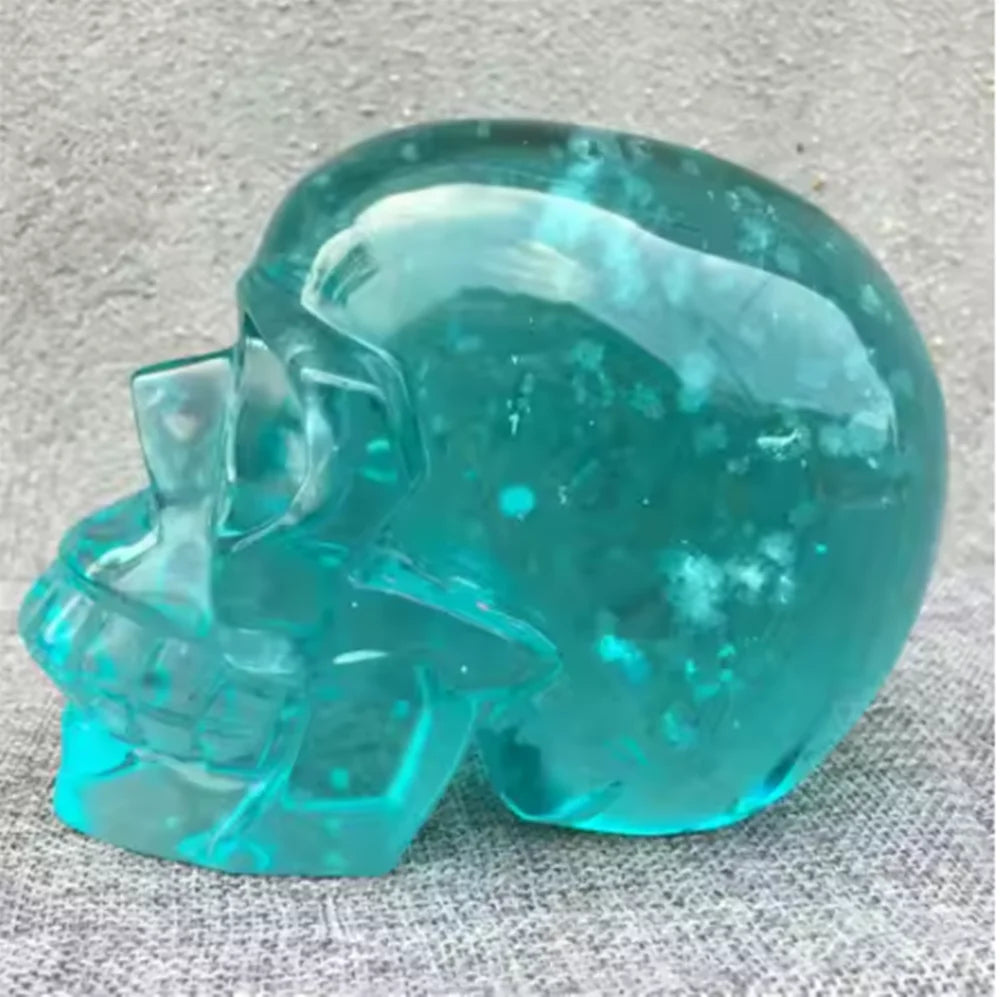 Hand Carved Crystal Healing Stone, Blue Melting Stone, Quartz Skull, 2.86lb-ToShay.org