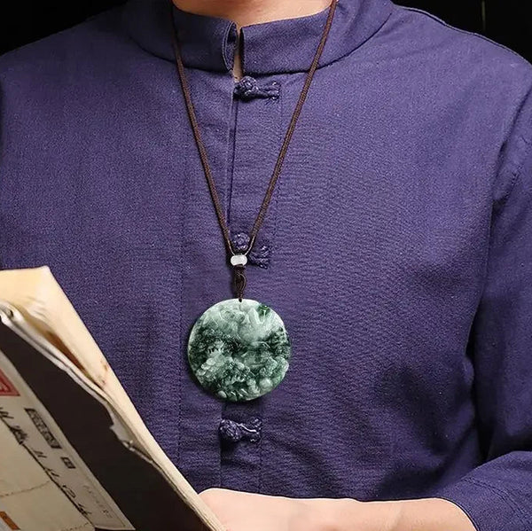 Green Jade Landscape Pendant-ToShay.org