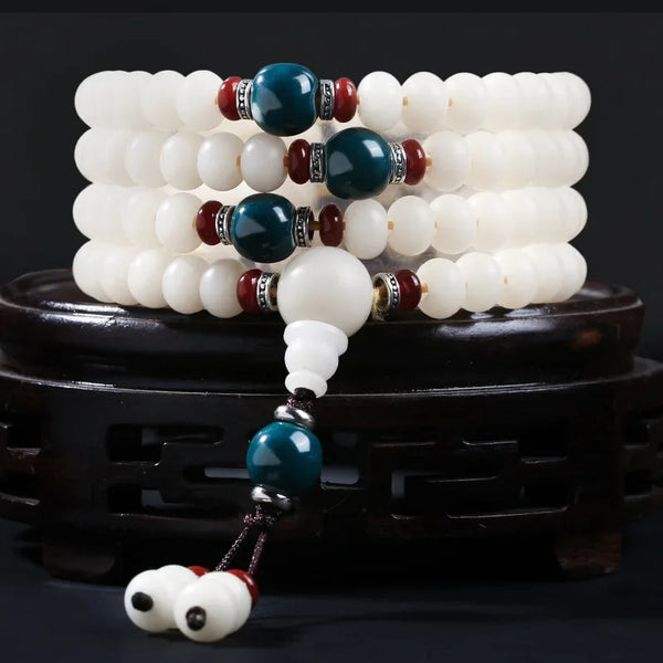 White Jade Bodhi Root Bracelet-ToShay.org
