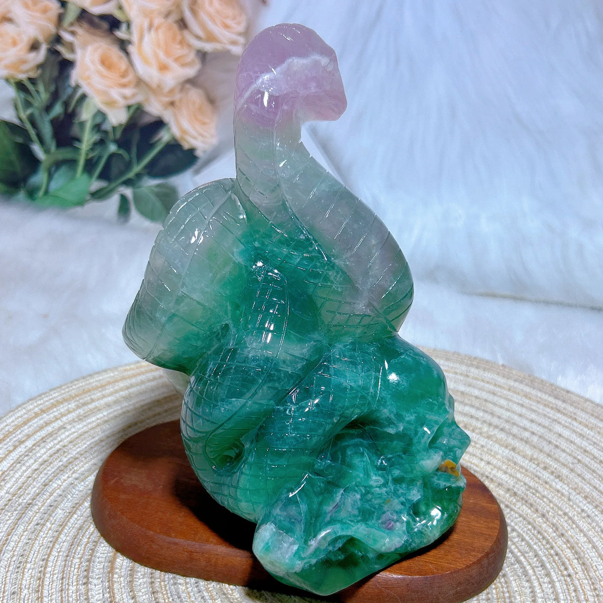 Green Fluorite Snake Skull-ToShay.org