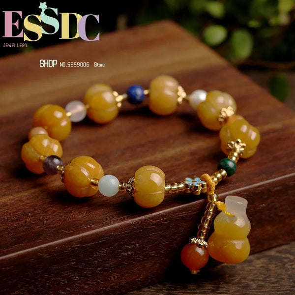 Gold Jade Pumpkin Bead-ToShay.org