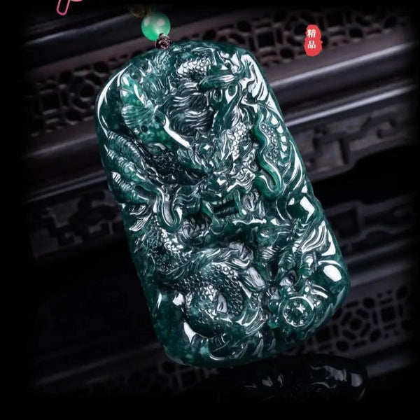 Green Jadeite Dragon Pendant-ToShay.org