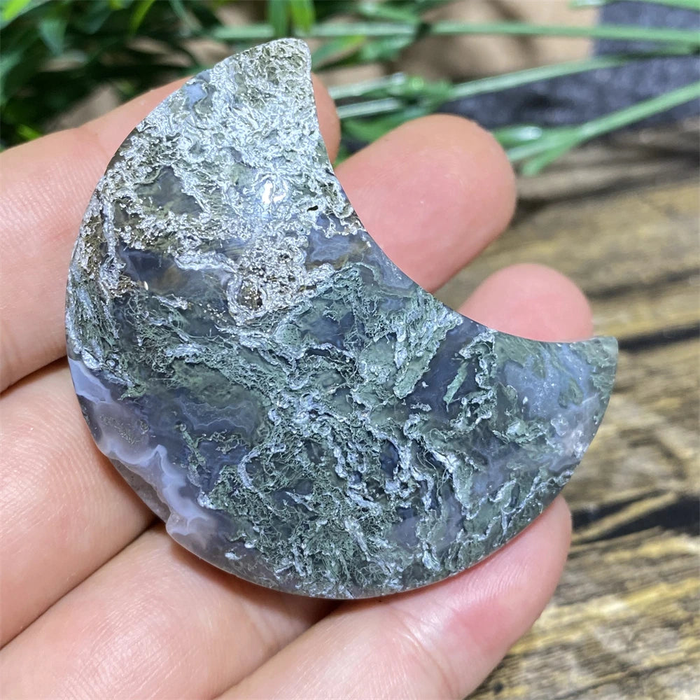 Green Moss Agate Moon-ToShay.org