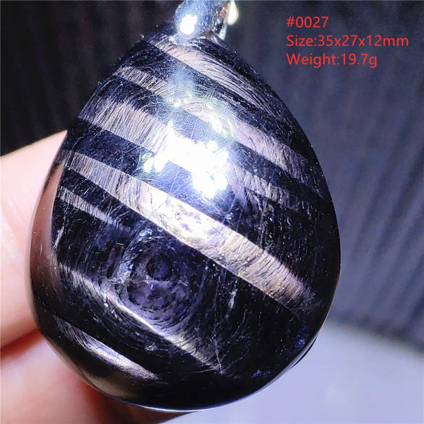 Silver Black Hypersthene Pendant-ToShay.org