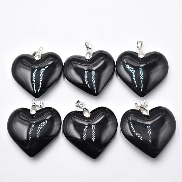 Mixed Glass Heart Pendants-ToShay.org