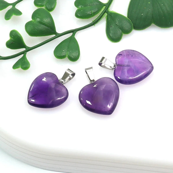 Purple Amethyst Heart Pendants-ToShay.org
