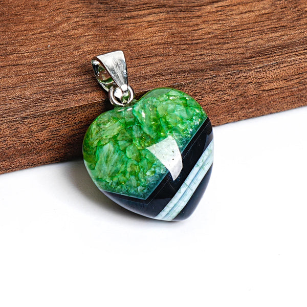 Green Black Agate Heart-ToShay.org