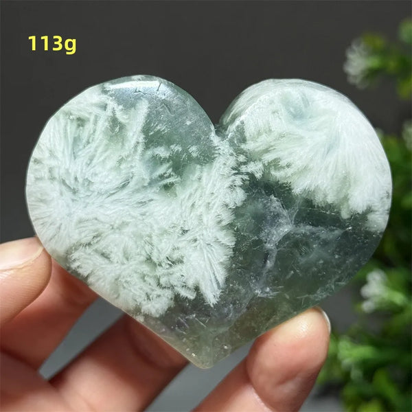Green Feather Fluorite Heart-ToShay.org