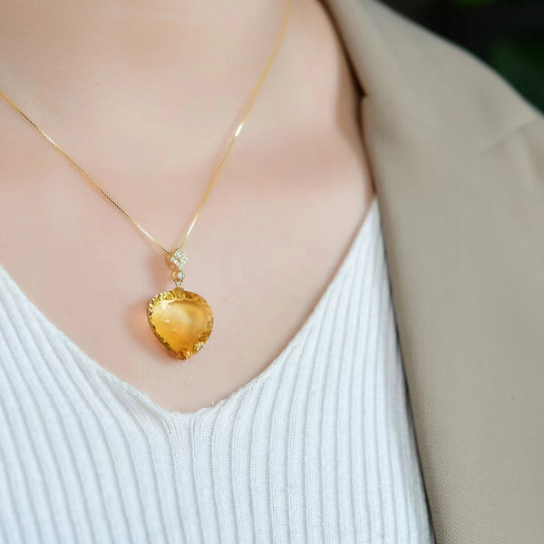 Yellow Citrine Quartz Pendant-ToShay.org