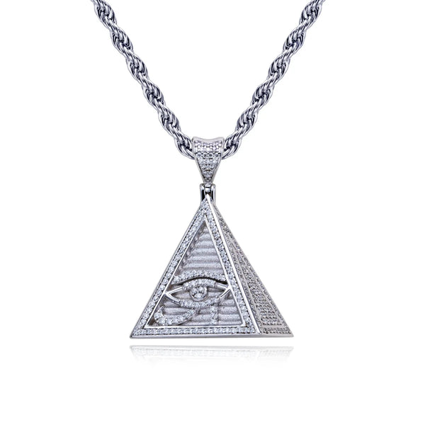 Silver Horus Eye Pyramid Pendant-ToShay.org