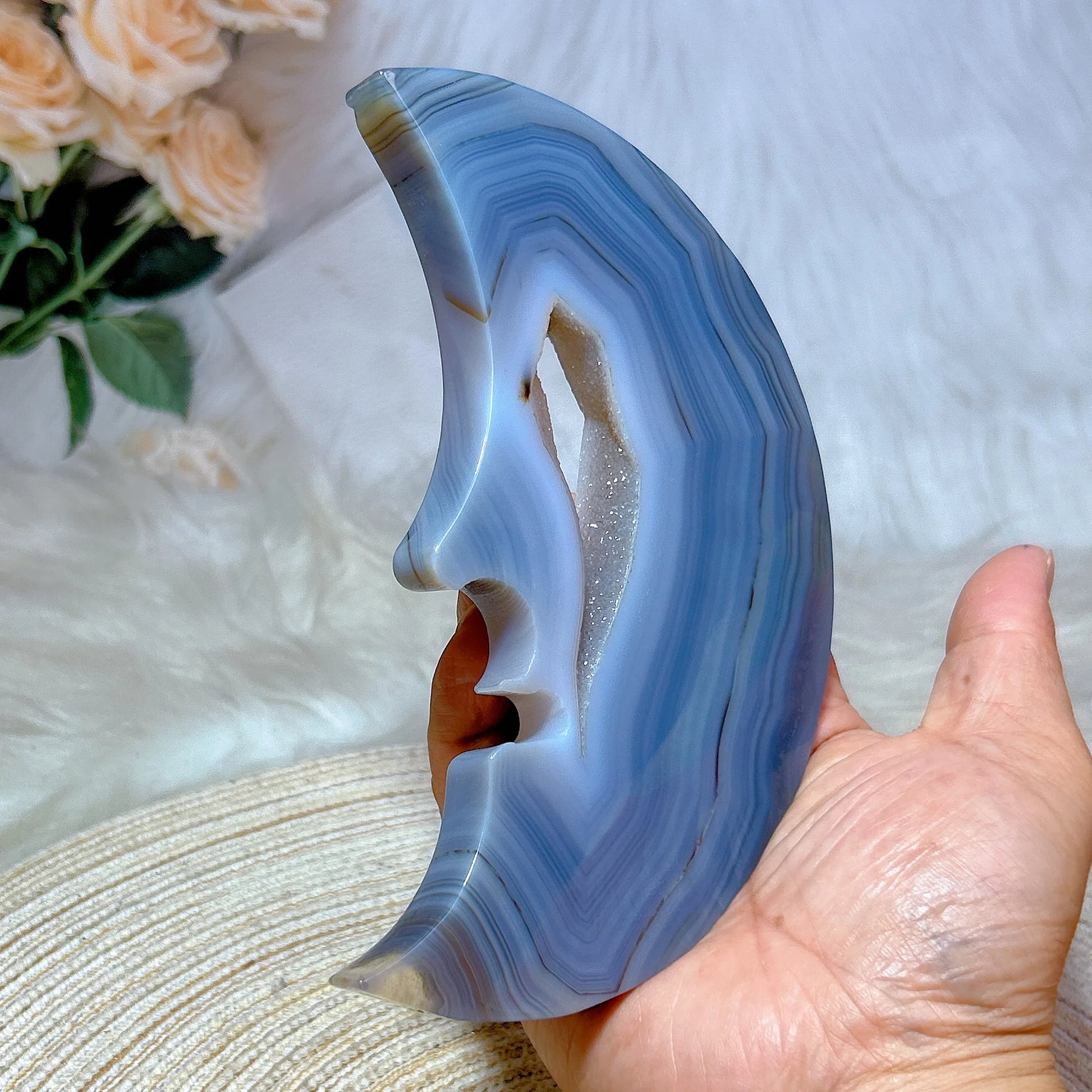 Blue Agate Moon Face-ToShay.org