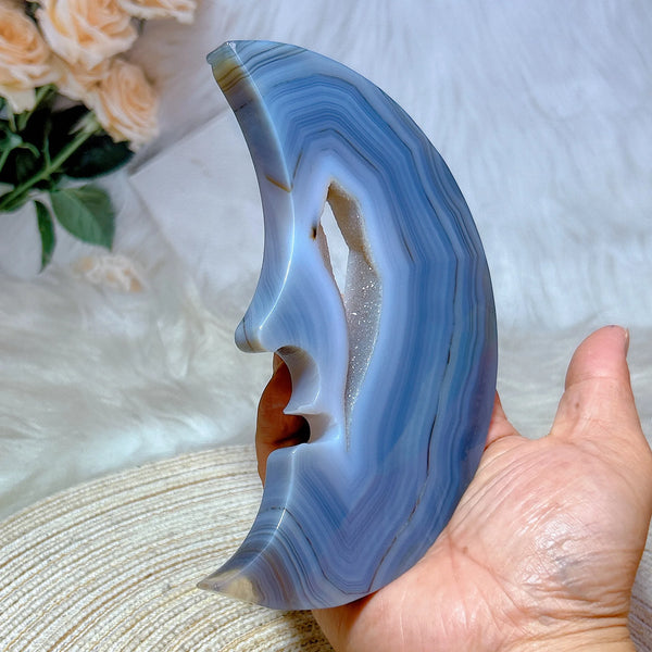 Blue Agate Moon Face-ToShay.org