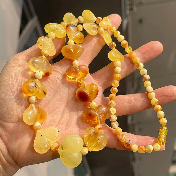 Yellow Amber Heart Bracelets-ToShay.org